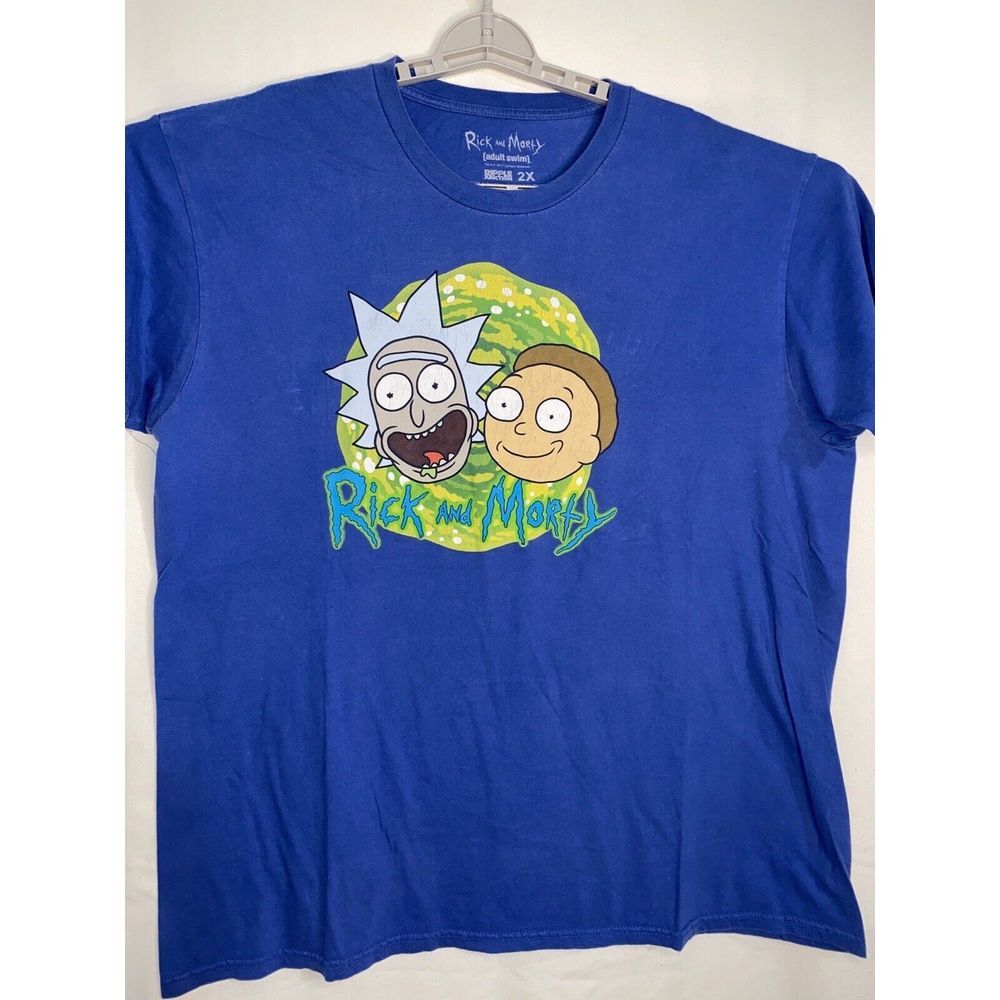 Rick And Morty 2XL Blue‎  T-Shirt Official Rick And Morty Adult Swim